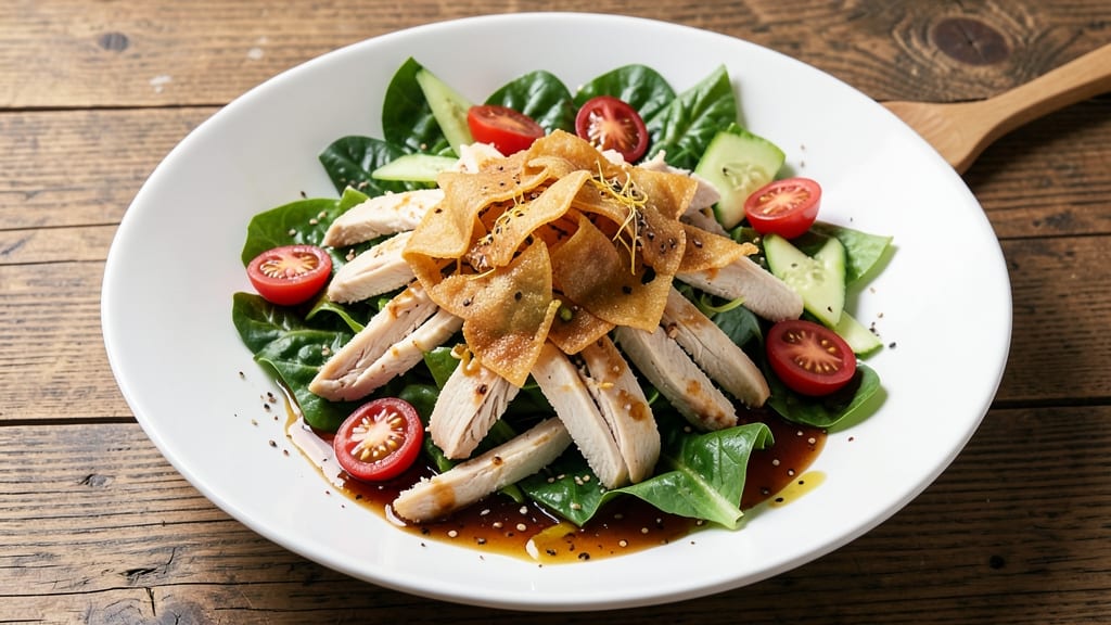 Applebee's Asian Chicken Salad Copycat Recipe: Crunchy Wonton Crust with Sweet Chili Zing