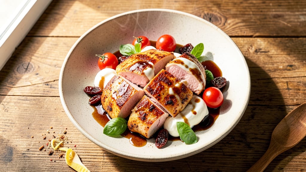 Balsamic Chicken, Mozzarella, and Tomato Recipe: Sun-Dried Tomato and Basil Elegance