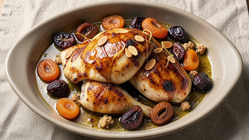 Baked Chicken With Dried Fruit Recipe: Mediterranean Sweet-Savory Balance