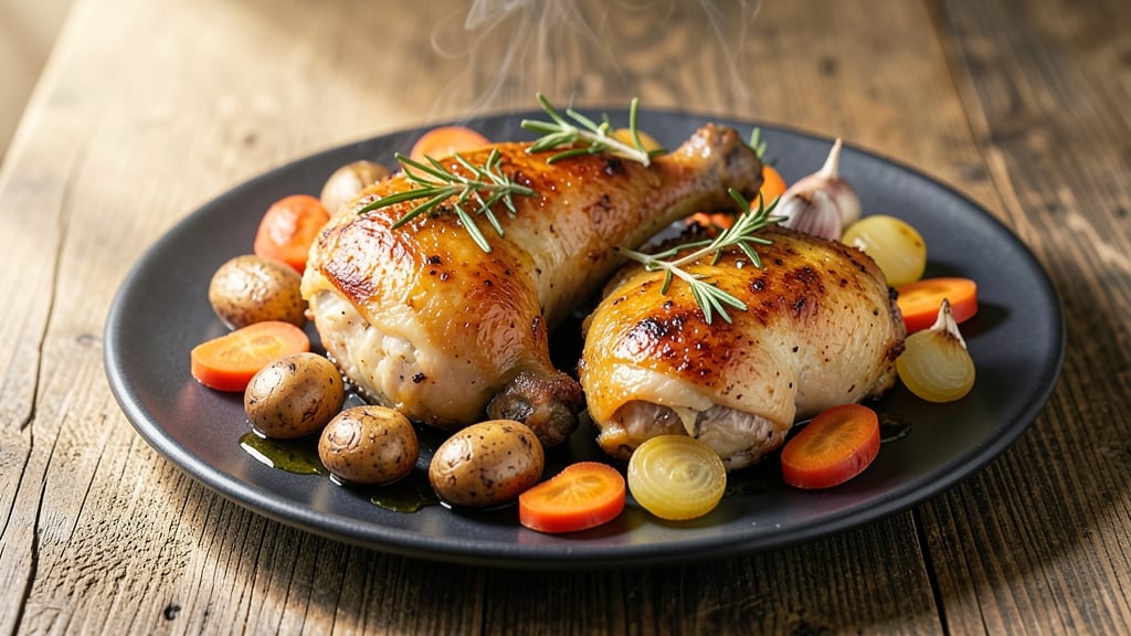 Baked Chicken Legs With Vegetables Recipe: Crispy Skin and Caramelized Roots in One Pan