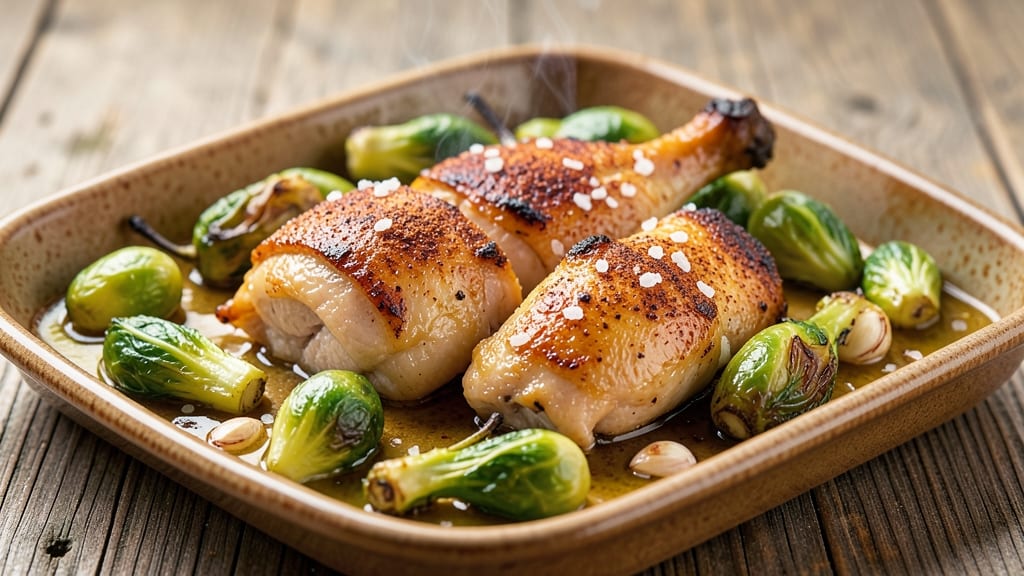 Baked Chicken and Brussels Sprouts Recipe: One-Pan Roast With Caramelized Crunch