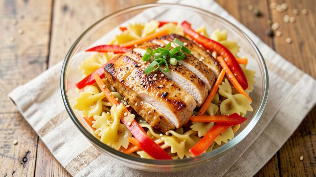 Asian Chicken Pasta Salad Recipe: Umami-Packed Noodles With Crunchy Sesame Twist