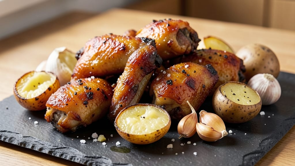 Baked Chicken Wings and Potatoes Recipe: Crispy Skin, Fluffy Spuds in One Pan