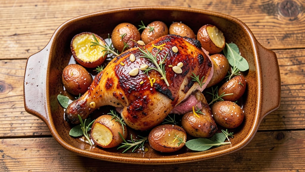 Baked Chicken And Roasted Potatoes Recipe: Herb-Crusted One-Pan Masterpiece