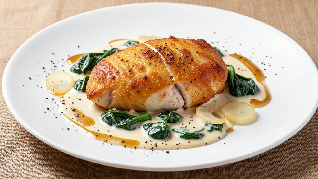 Boston Chicken Creamed Spinach Recipe: Rich Velvety Sauce With Crispy Topping