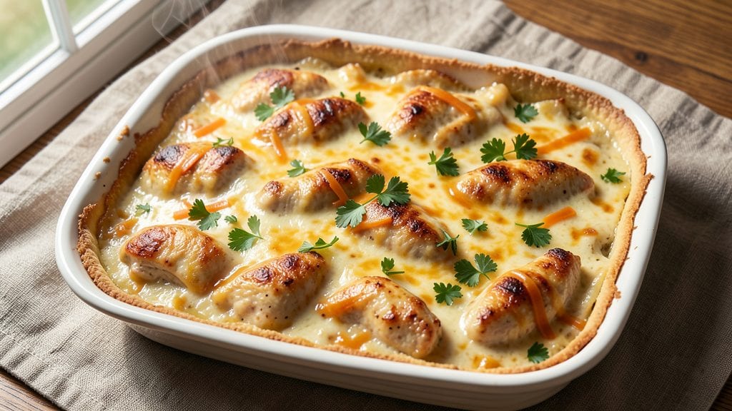 Campbell's Cream of Chicken Casserole Recipe: Cheesy Crispy Top, One-Pan Magic