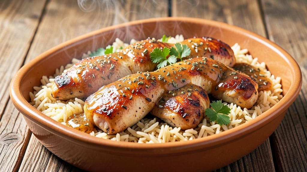 Campbell's Supper Bakes Herb Chicken with Rice Copycat Recipe: One-Pan Creamy Herb Sauce That Sticks
