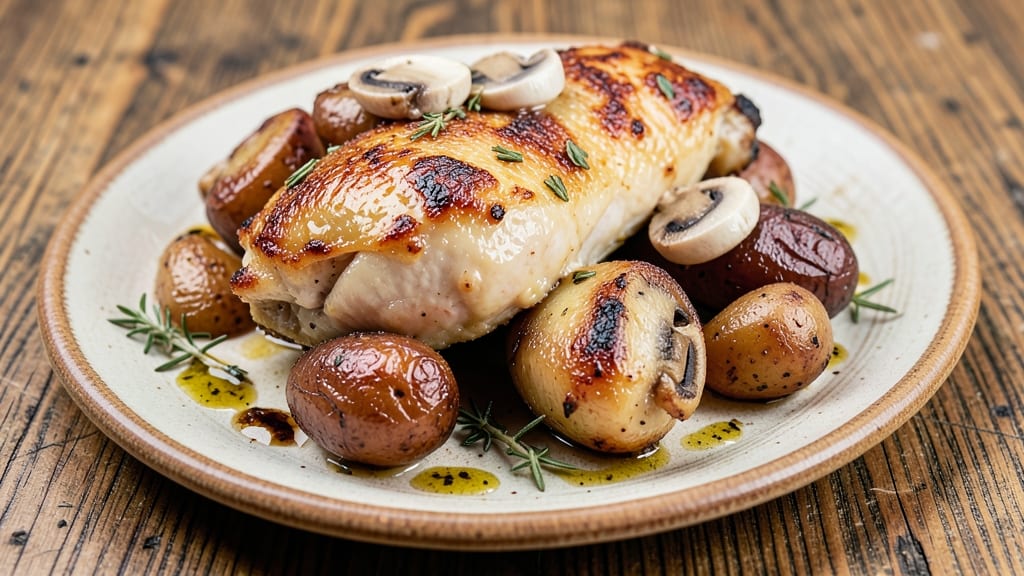 Chicken Thigh Mushroom Potato Recipe: One-Pan Crispy Roast With Savory Depth