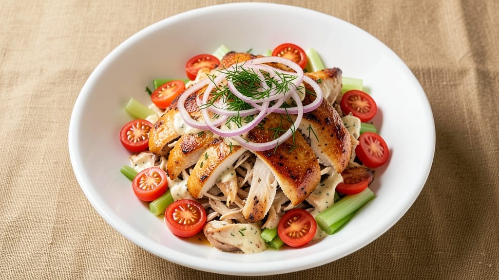 Copycat Sam's Club Rotisserie Chicken Salad Recipe: Shredded Tender Chicken With Creamy Ranch Dressing