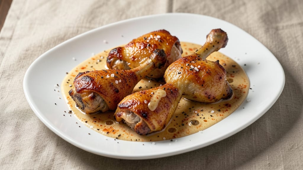 Baked Chicken Legs Recipe With Cream Of Chicken: Velvety Cream Sauce Cradling Crispy Skin
