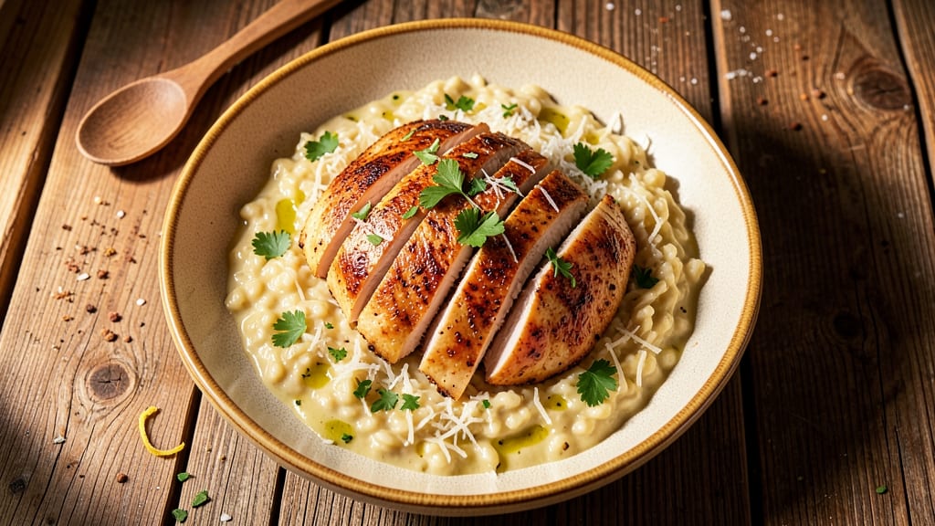 Baked Chicken and Risotto Recipe: Savory Parmesan Crust Meets Creamy Arborio