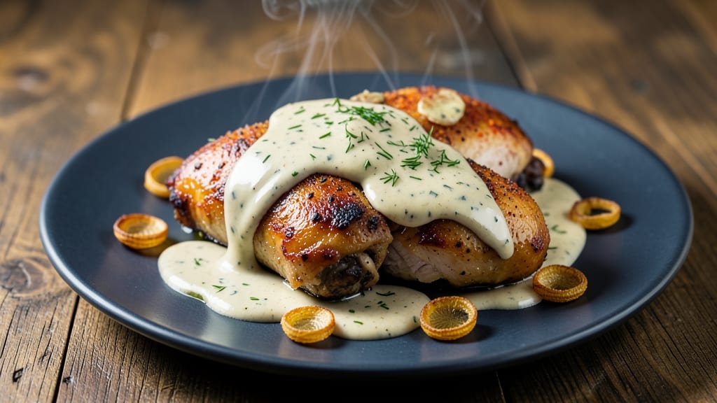 Baked Chicken Thighs Recipe with Ranch Dressing: Crispy Golden Crust, Creamy Dipping Magic