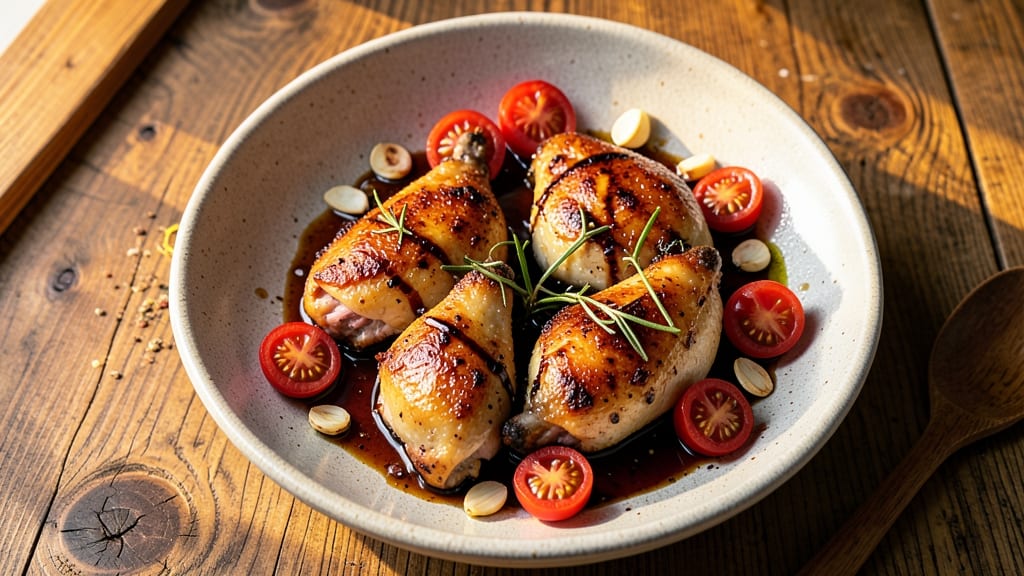 Balsamic Chicken Thighs With Burst Tomatoes Recipe: Sweet-Tart Glaze That Sticks to Every Bite