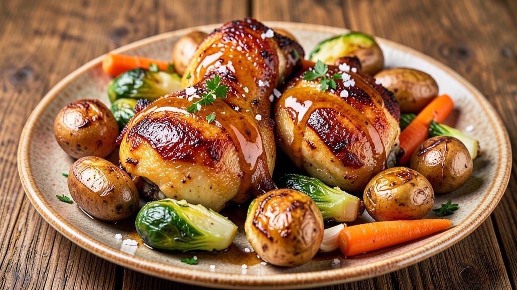 Baked Chicken Thighs and Veggies Recipe: Honey-Garlic Glaze That Caramelizes to Sticky Perfection