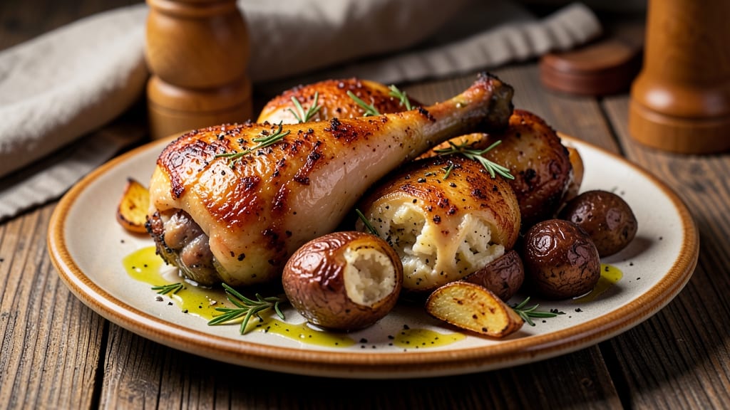Baked Chicken Legs And Potatoes Recipe: Crispy Skin, Fluffy Spuds, One-Pan Magic