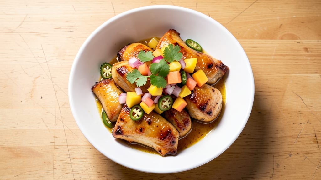 Lemon Ginger Chicken With Pineapple Mango Salsa Recipe: Tropical Zing Meets Zesty Spice Harmony